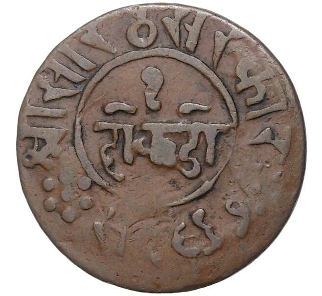 Монета 1 докдо 1910 года (VS1967) Британская Индия — Княжество Джунагадх (Артикул K27-80096)