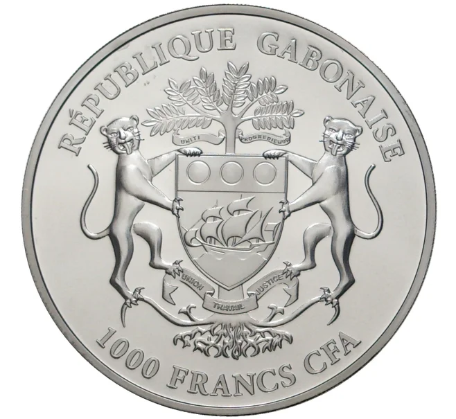 Монета 1000 франков 2021 года Габон «Спрингбок» (Покрытие из рутения + позолота) (Артикул M2-56463)