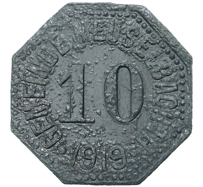 Монета 10 пфеннигов 1919 года Германия — город Мойзельбах (Нотгельд) (Артикул M2-56633)