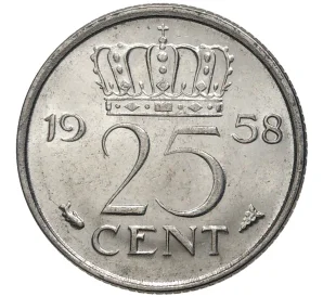 25 центов 1958 года Нидерланды