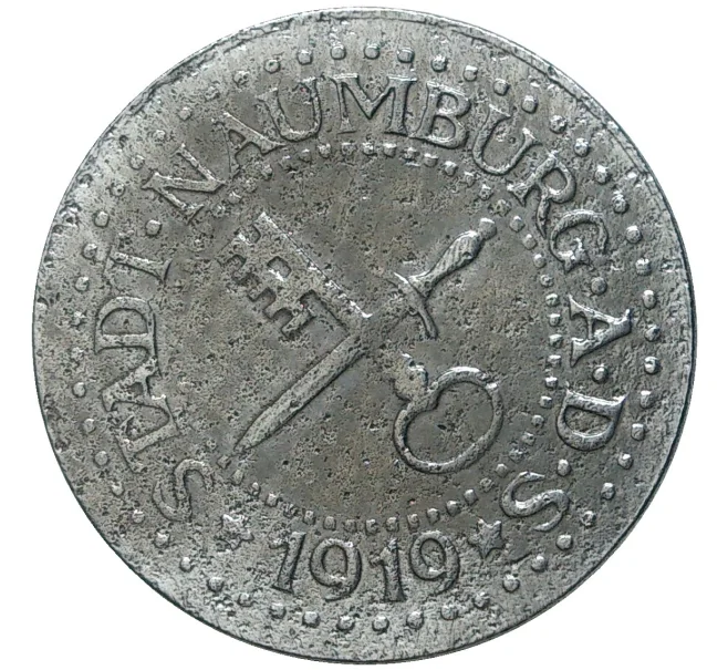 Монета 10 пфеннигов 1919 года Германия — город Наумбург(Нотгельд) (Артикул M2-56839)
