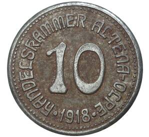 10 пфеннигов 1918 года Германия — город Альтена (Нотгельд)