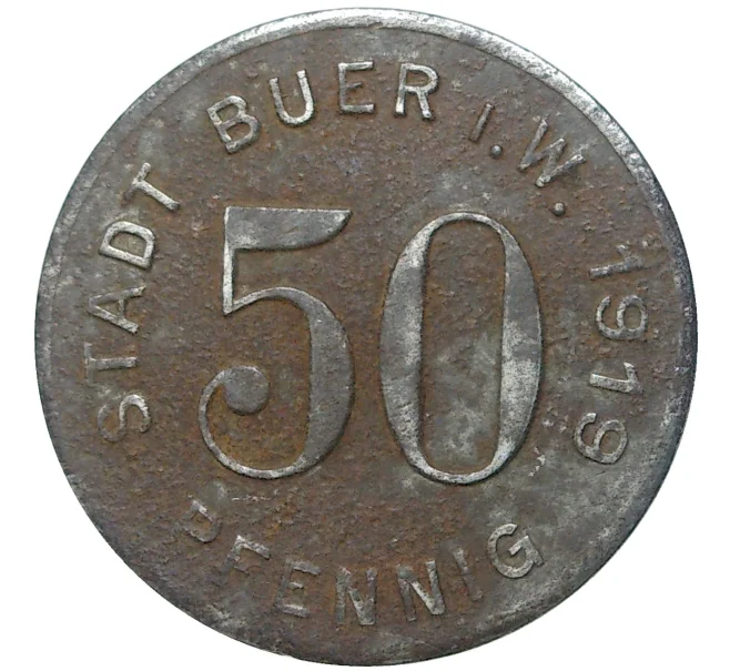 Монета 50 пфеннигов 1919 года Германия — город Бюр (Нотгельд) (Артикул M2-56921)