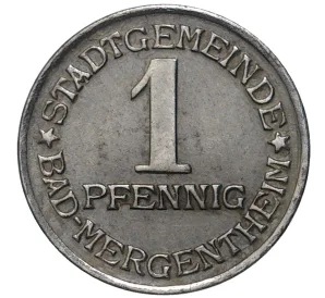 1 пфенниг 1920 года Германия — город Мергентхайм (Нотгельд)