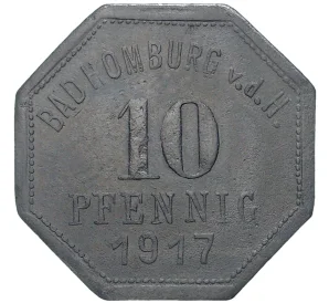 10 пфеннигов 1917 года Германия — город Хомбург (Нотгельд)