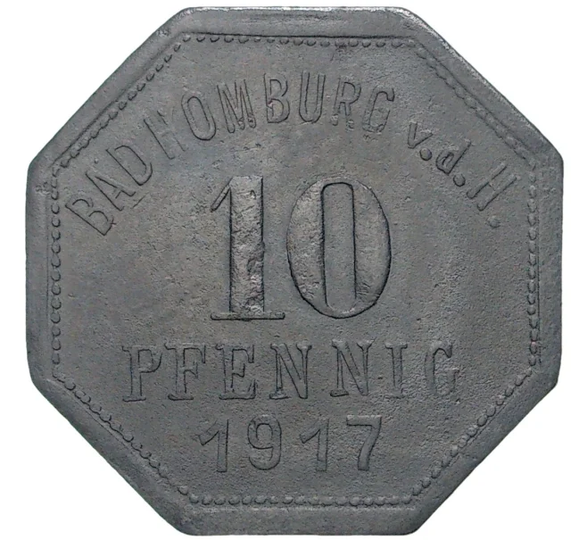 Монета 10 пфеннигов 1917 года Германия — город Хомбург (Нотгельд) (Артикул M2-56948)