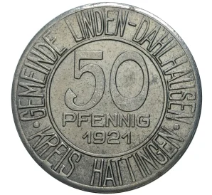 50 пфеннигов 1921 года Германия — город Линден-Дальхаузен (Нотгельд)