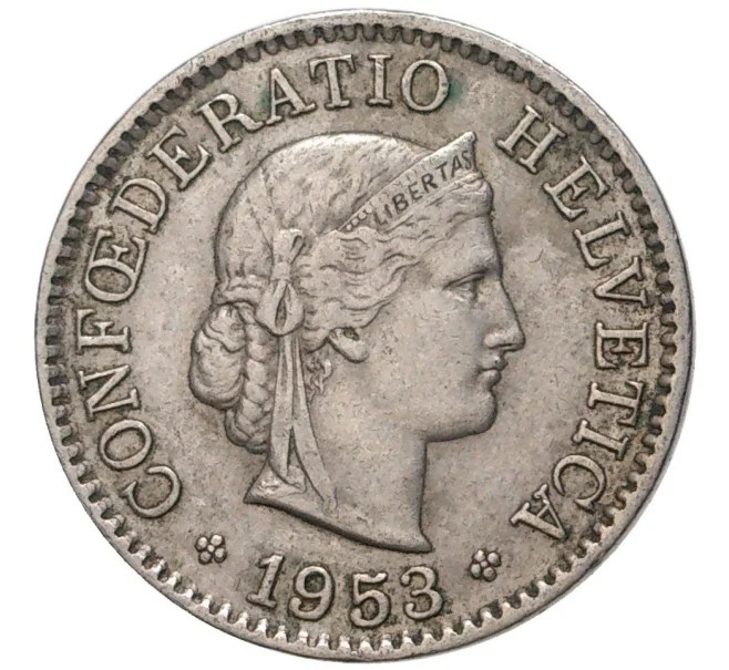 Монета 5 раппенов 1953 года Швейцария (Артикул M2-56645)