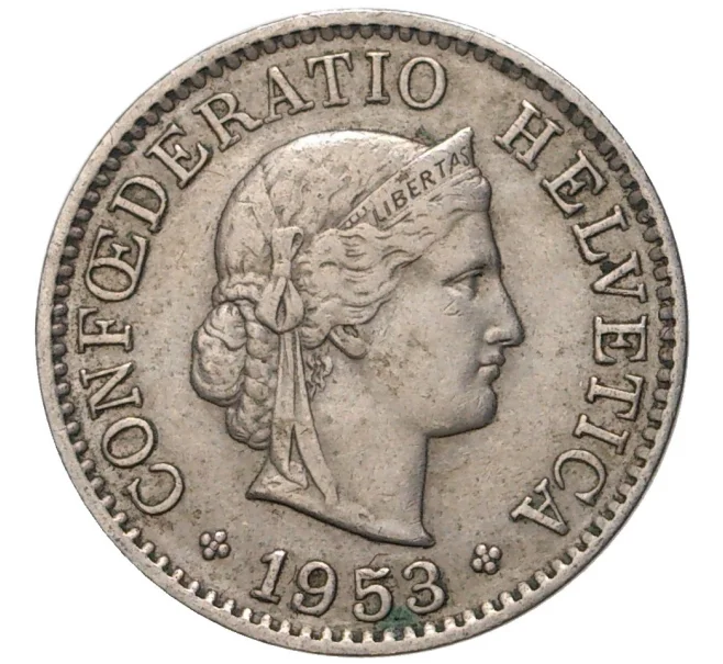 Монета 5 раппенов 1953 года Швейцария (Артикул M2-56646)