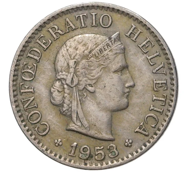 Монета 5 раппенов 1953 года Швейцария (Артикул M2-56647)