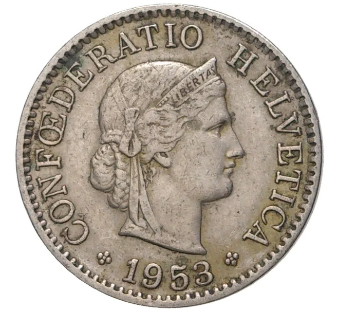 Монета 5 раппенов 1953 года Швейцария (Артикул M2-56649)