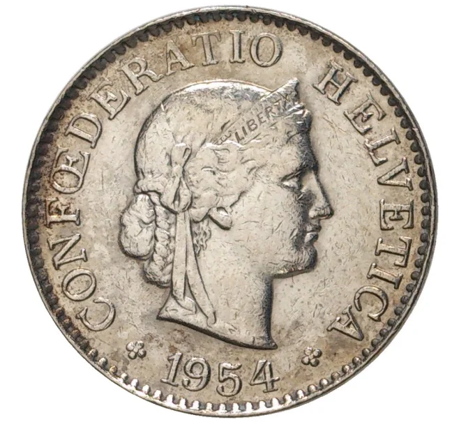 Монета 5 раппенов 1954 года Швейцария (Артикул M2-56663)