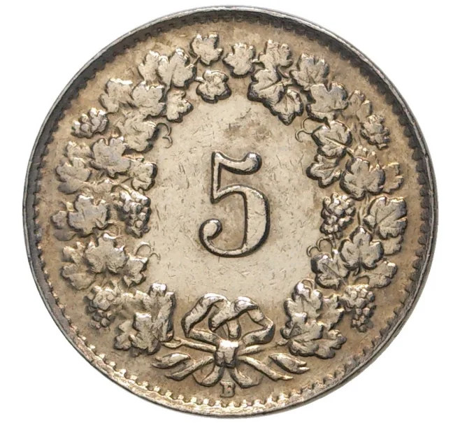 Монета 5 раппенов 1954 года Швейцария (Артикул M2-56663)