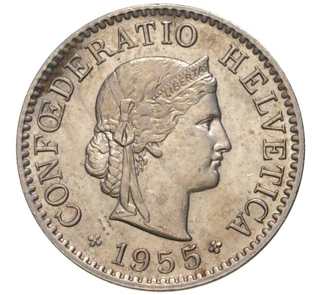 Монета 5 раппенов 1955 года Швейцария (Артикул: M2-56670) — Фото №1