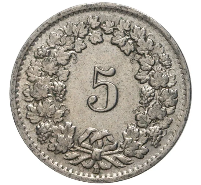 Монета 5 раппенов 1955 года Швейцария (Артикул M2-56672)