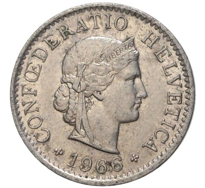 Монета 5 раппенов 1966 года Швейцария (Артикул: M2-56680) — Фото №1