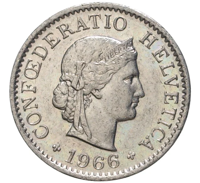 Монета 5 раппенов 1966 года Швейцария (Артикул M2-56683)