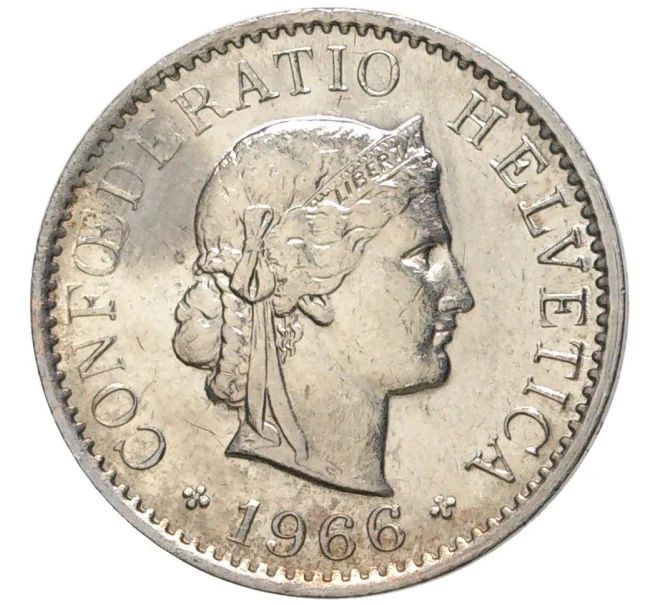 Монета 5 раппенов 1966 года Швейцария (Артикул M2-56686)