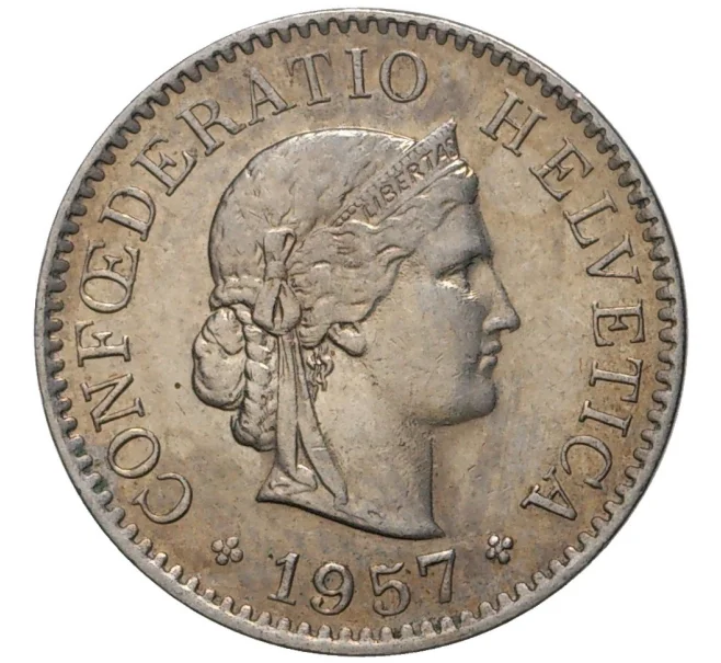 Монета 5 раппенов 1957 года Швейцария (Артикул M2-56696)