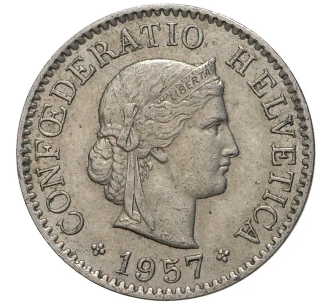 Монета 5 раппенов 1957 года Швейцария (Артикул M2-56701)