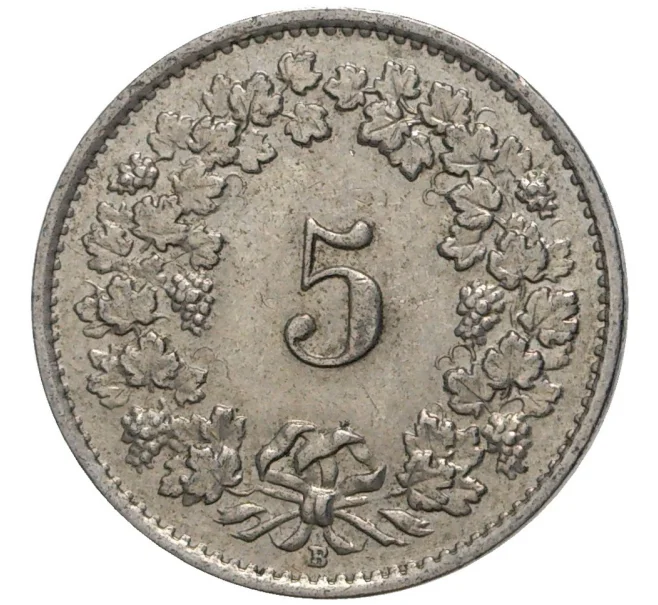 Монета 5 раппенов 1957 года Швейцария (Артикул M2-56701)