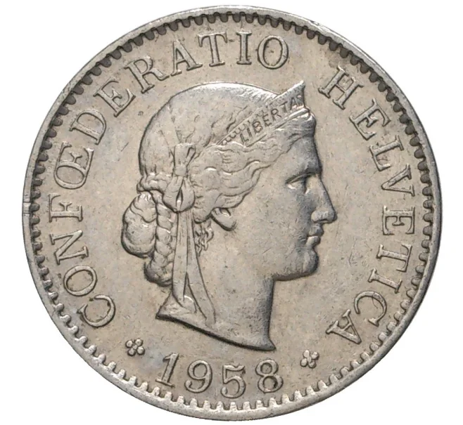 Монета 5 раппенов 1958 года Швейцария (Артикул M2-56705)