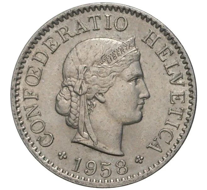 Монета 5 раппенов 1958 года Швейцария (Артикул M2-56706)
