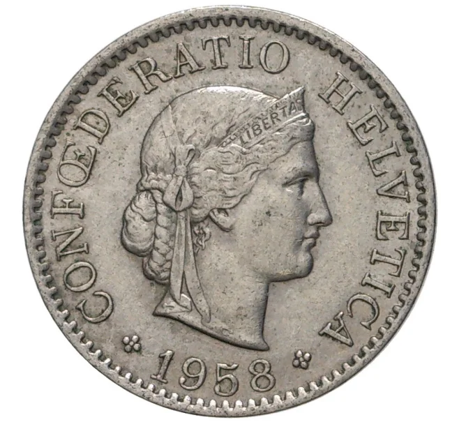 Монета 5 раппенов 1958 года Швейцария (Артикул M2-56708)