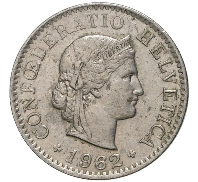 Монета 5 раппенов 1962 года Швейцария (Артикул M2-56717)