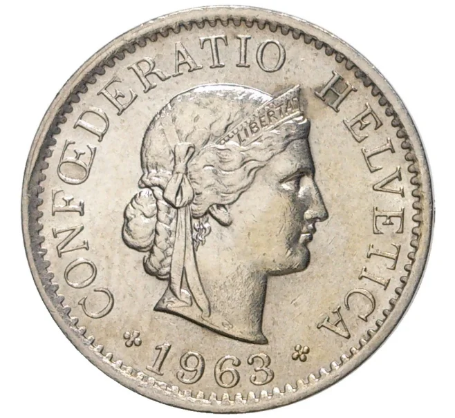 Монета 5 раппенов 1963 года Швейцария (Артикул M2-56746)