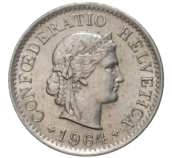 Монета 5 раппенов 1964 года Швейцария (Артикул M2-56750)