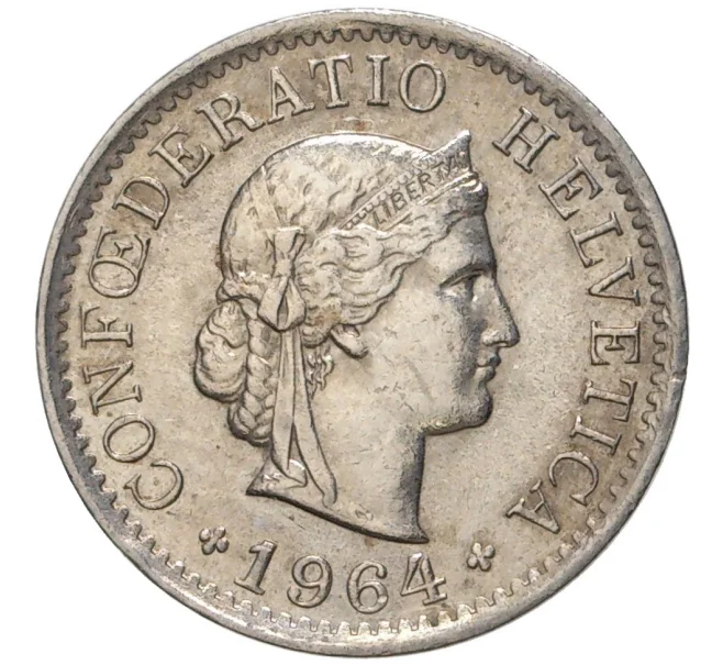 Монета 5 раппенов 1964 года Швейцария (Артикул M2-56756)