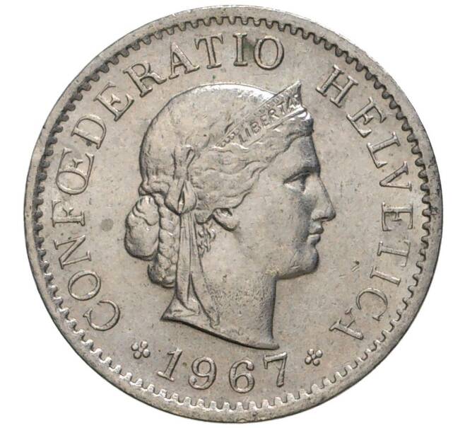 Монета 5 раппенов 1967 года Швейцария (Артикул M2-56758)