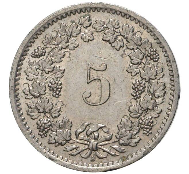 Монета 5 раппенов 1967 года Швейцария (Артикул M2-56759)