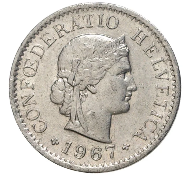 Монета 5 раппенов 1967 года Швейцария (Артикул M2-56765)