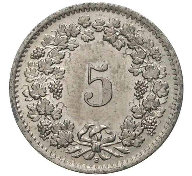 Монета 5 раппенов 1968 года Швейцария (Артикул M2-56775)