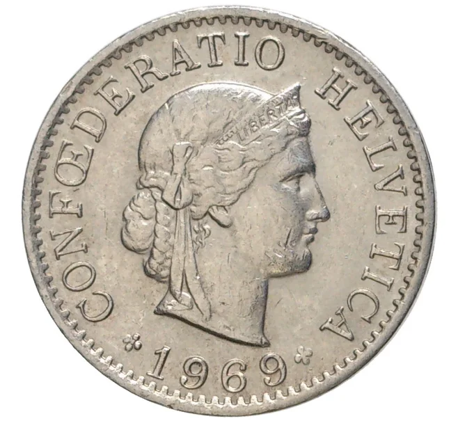 Монета 5 раппенов 1969 года Швейцария (Артикул M2-56776)