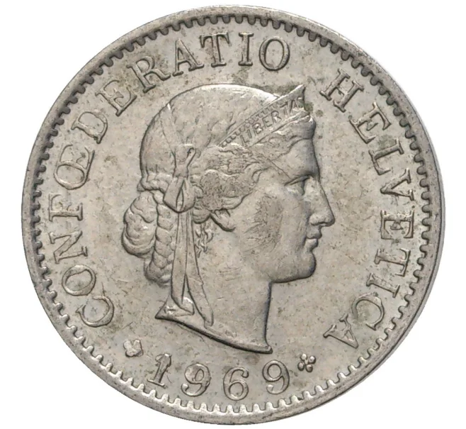 Монета 5 раппенов 1969 года Швейцария (Артикул M2-56782)