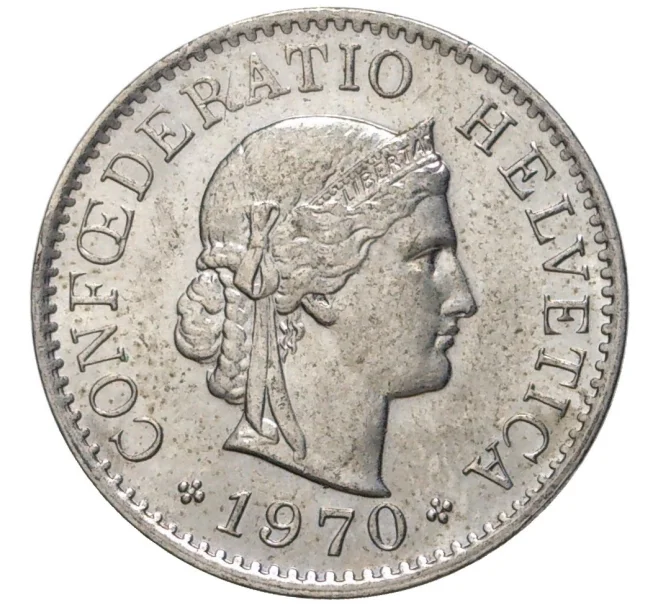 Монета 5 раппенов 1970 года Швейцария (Артикул M2-56796)