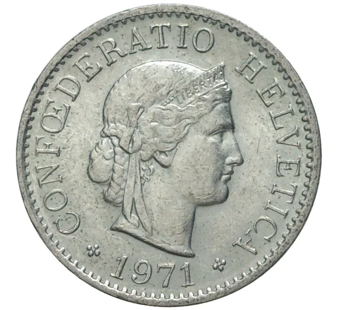 Монета 5 раппенов 1971 года Швейцария (Артикул M2-56802)