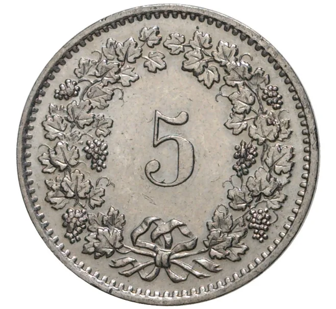 Монета 5 раппенов 1974 года Швейцария (Артикул M2-56816)