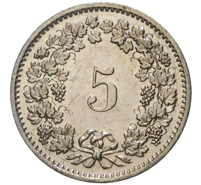 Монета 5 раппенов 1974 года Швейцария (Артикул M2-56818)