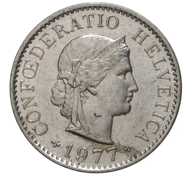 Монета 5 раппенов 1977 года Швейцария (Артикул M2-56831)