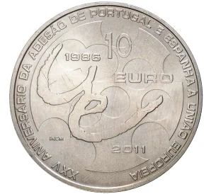 10 евро 2011 года Португалия «25 лет вступлению Португалии и Испании в Евросоюз»