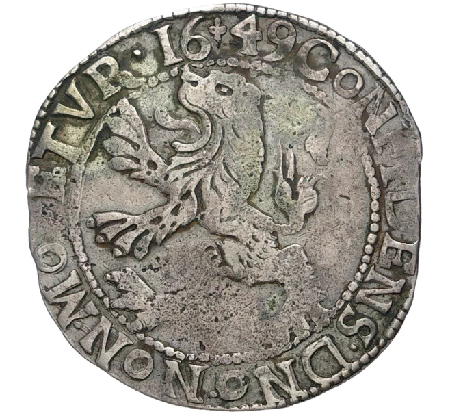 Монета 1 левендаальдер 1649 года Голландская республика (Нидерланды) — город Кампен (Артикул M2-57119)