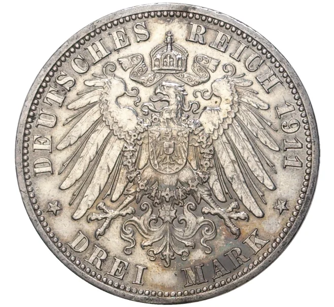 Монета 3 марки 1911 года Германия (Пруссия) (Артикул M2-57160)