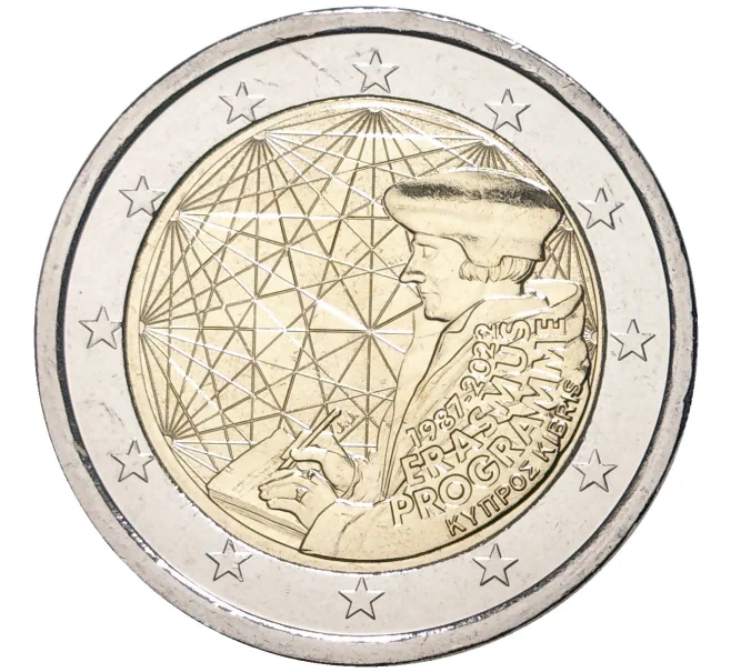 Монета 2 евро 2022 года Кипр «35 лет программе Эразмус» (Артикул M2-57173)