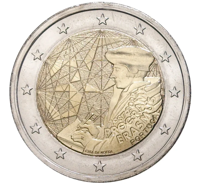 Монета 2 евро 2022 года Португалия «35 лет программе Эразмус» (Артикул M2-57178)