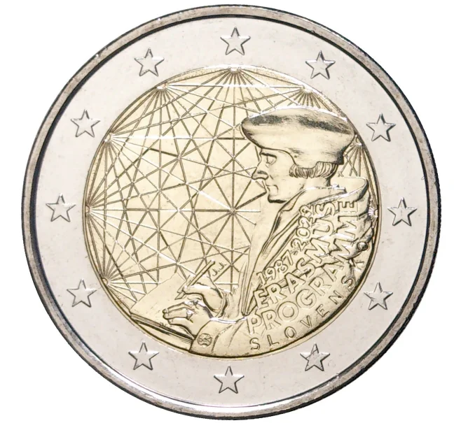 Монета 2 евро 2022 года Словакия «35 лет программе Эразмус» (Артикул M2-57180)