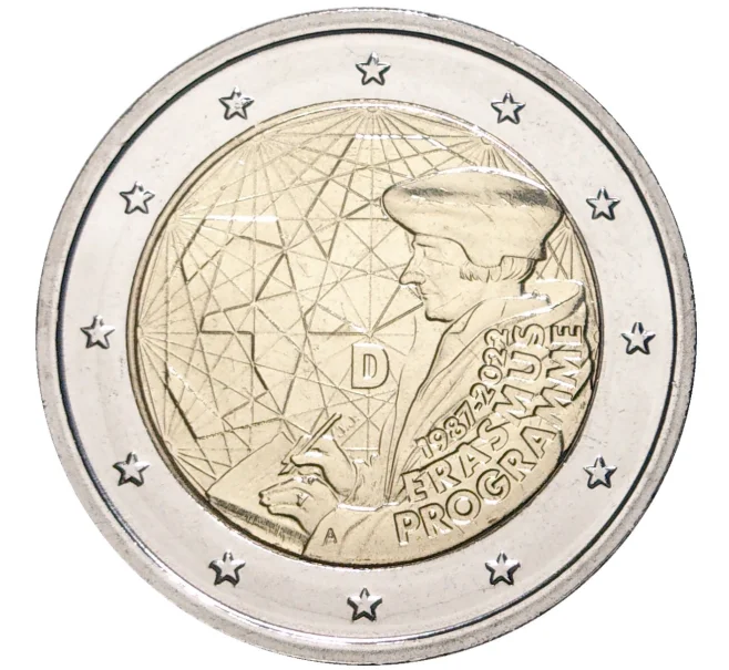 Монета 2 евро 2022 года A Германия «35 лет программе Эразмус» (Артикул M2-57184)